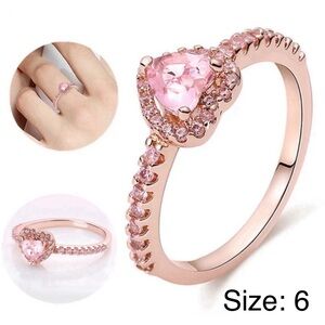 Pink heart rose gold ring